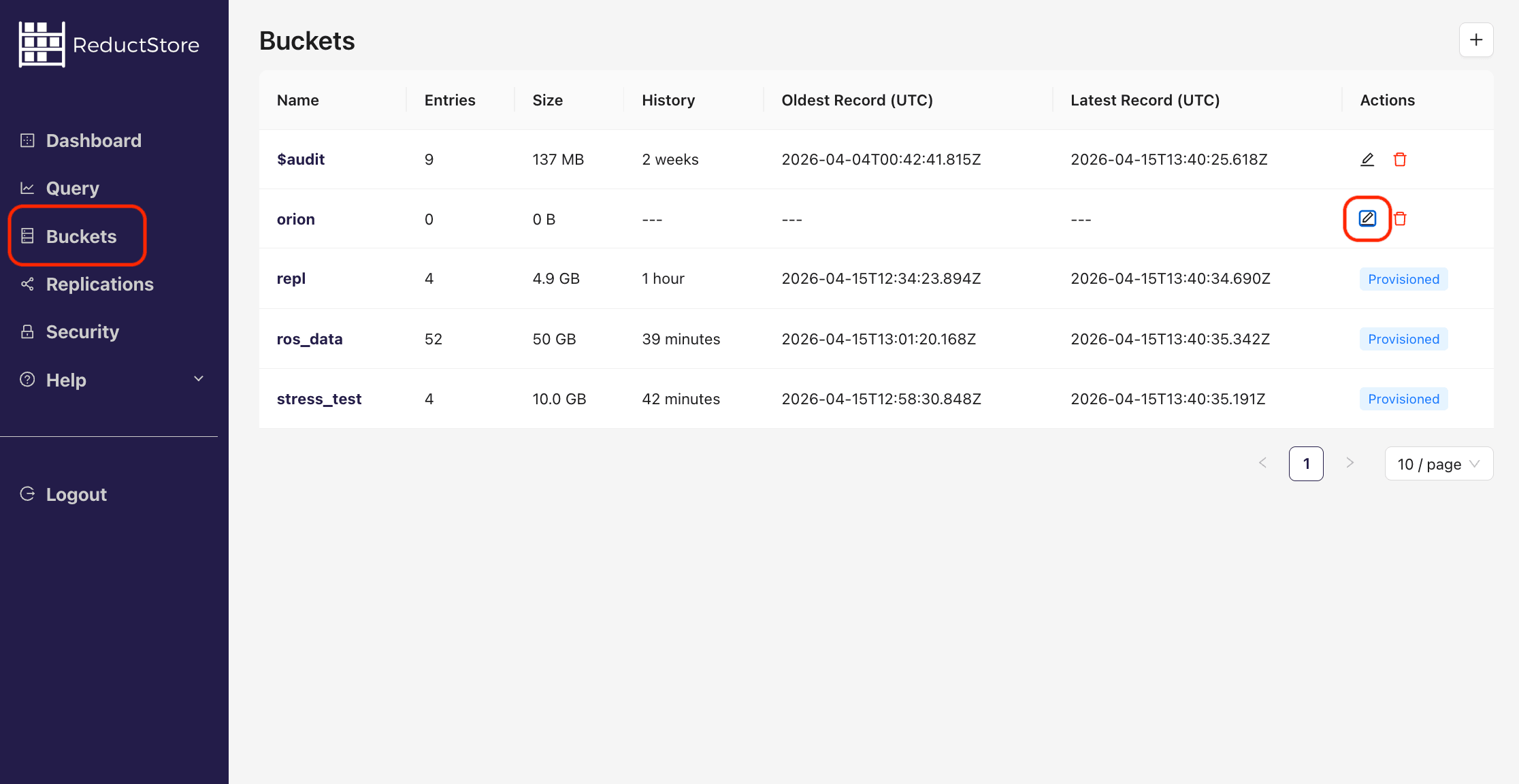 Browse buckets with Web Console